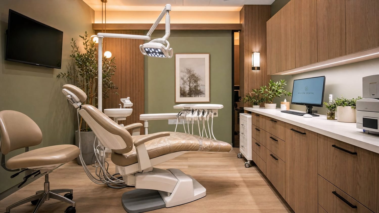 Modern dental treatment room at Pearly Dental Care